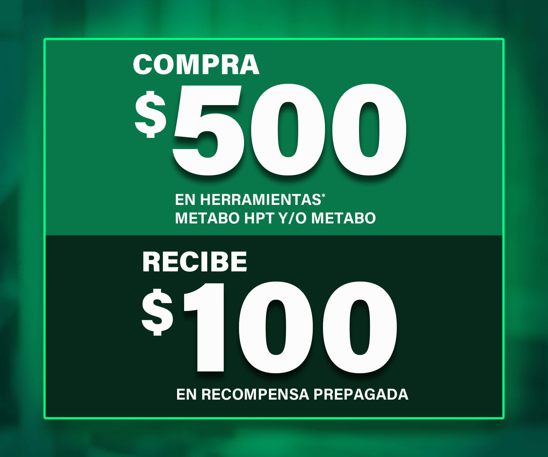 Buy $500 of any qualifying Metabo HPT and/or Metabo tools, get a $500 Virtual Visa Prepaid Card